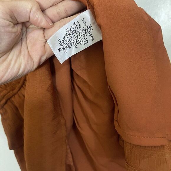 NEW! Storia Cinch orange long sleeve ruffle bodycon mini dress size Medium - Picture 7 of 7